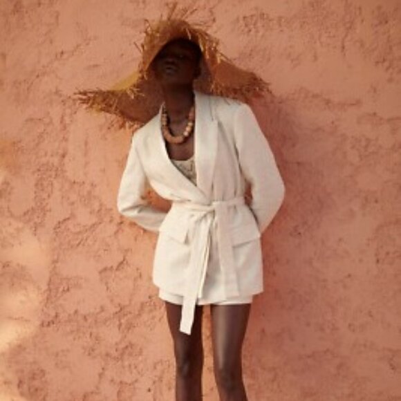 NWT Zara Light Beige Ottoman Blazer w/ Belt XS - Picture 3 of 7